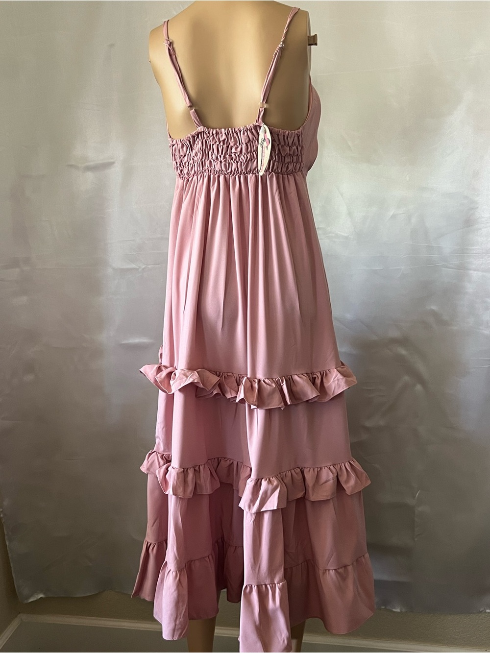 Pink Ruffled V-Neck Sundress - Picture 2 of 7